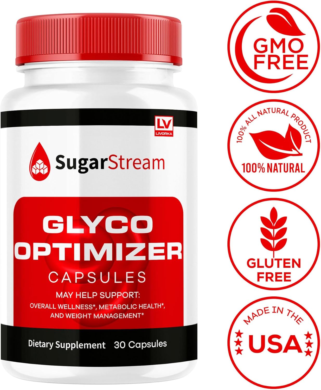 SugarStream Glyco Optimizer Capsules (5 Pack) - Advanced Glycogen Blood Support Supplement - 150 Capsules for 5 Months