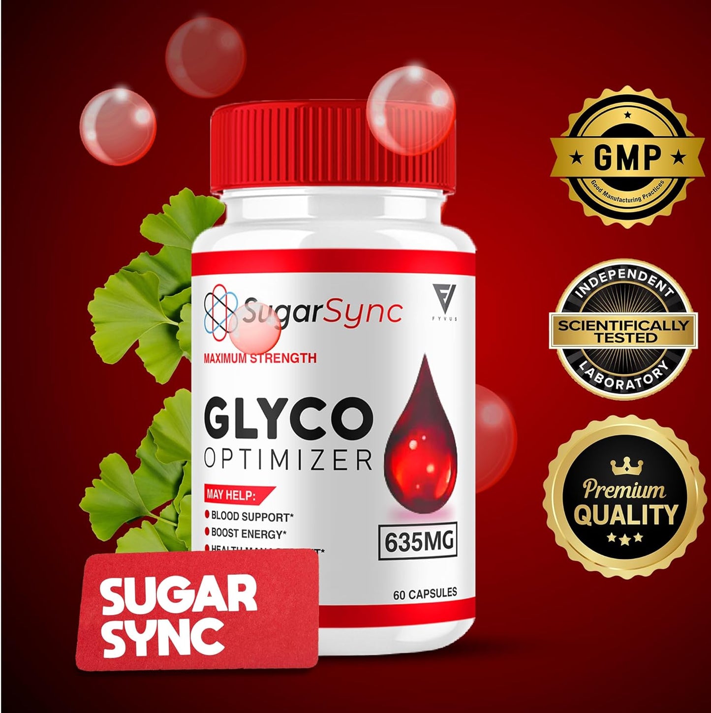 SugarSync Glyco Optimizer Capsules - Maximum Strength Blood Support Supplement (300 Capsules)