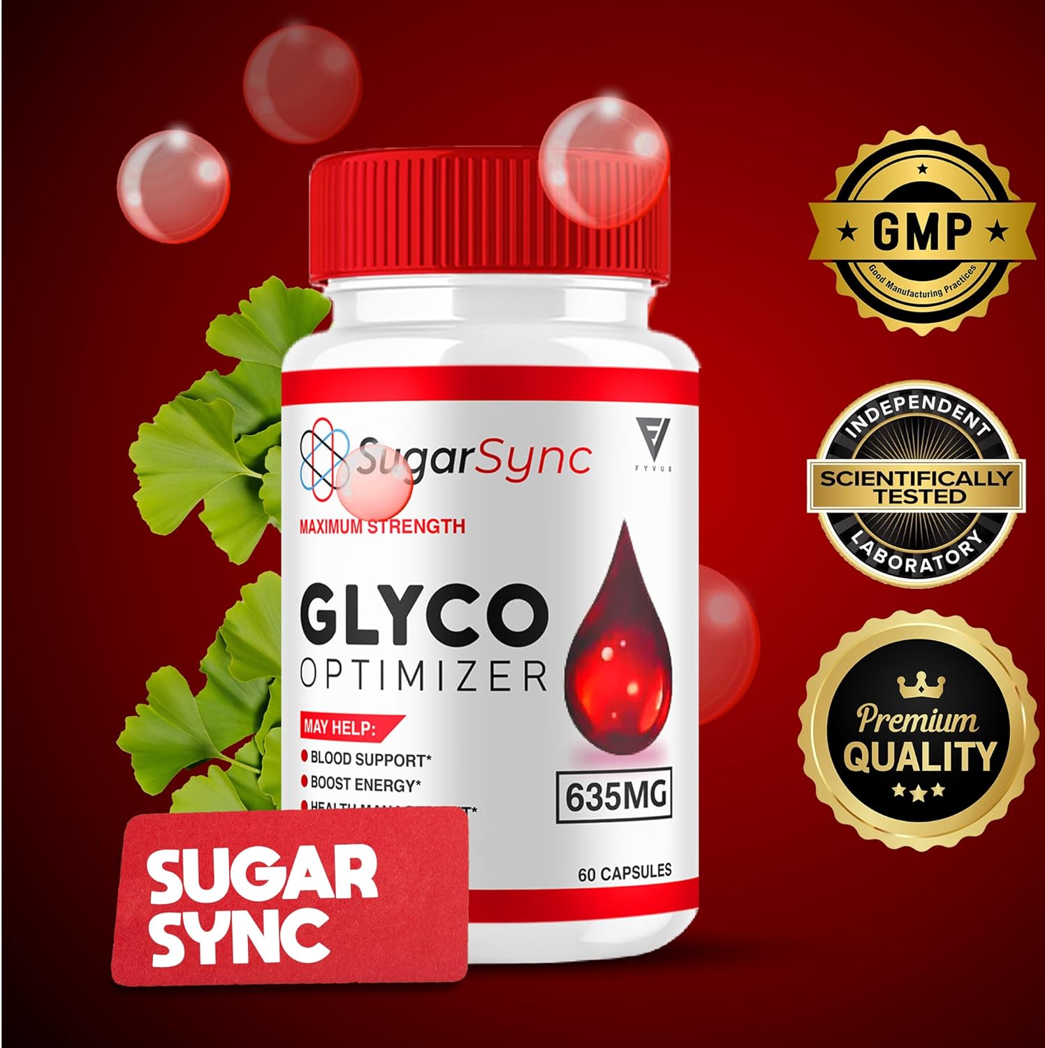 SugarSync Glyco Optimizer Capsules - Maximum Strength Blood Support Supplement (300 Capsules)