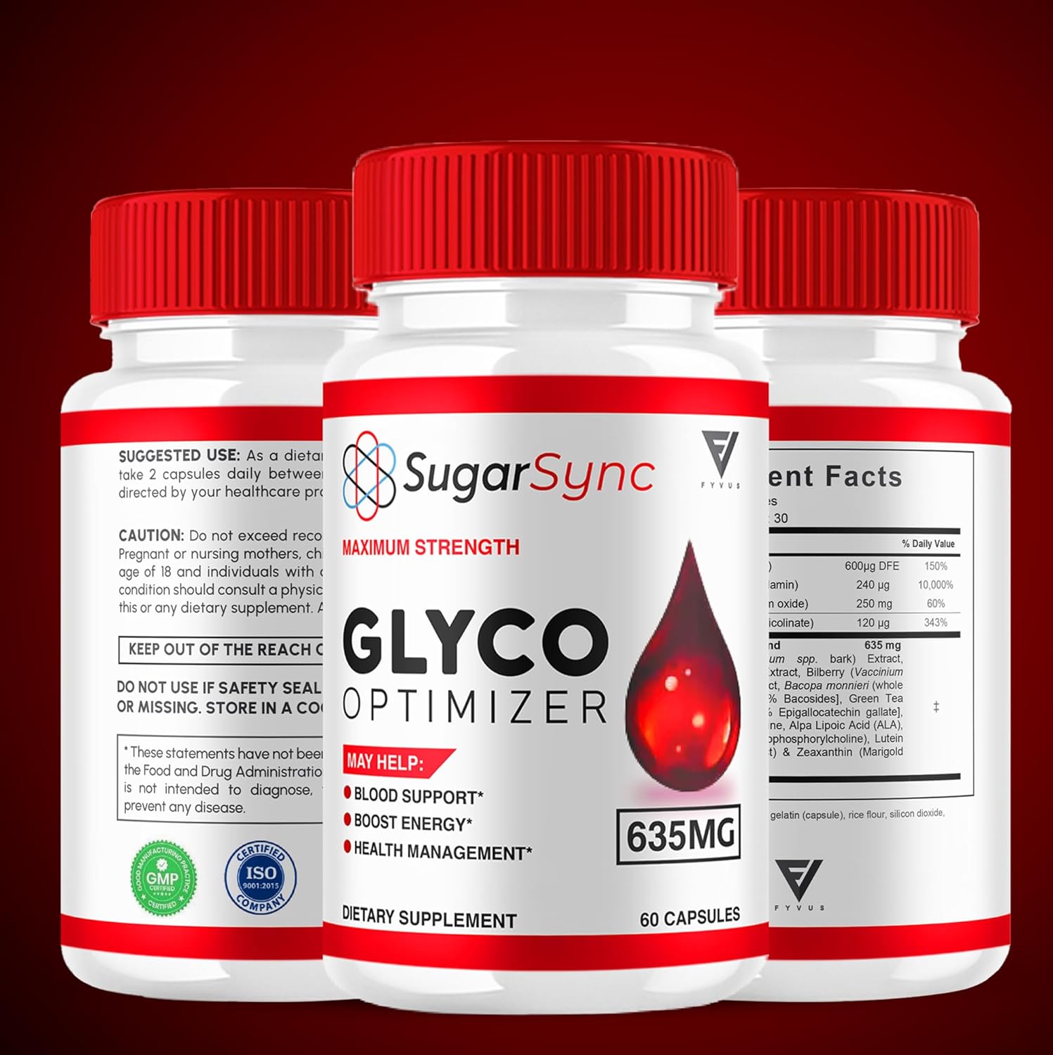 SugarSync Glyco Optimizer Capsules - Maximum Strength Blood Support Supplement (300 Capsules)