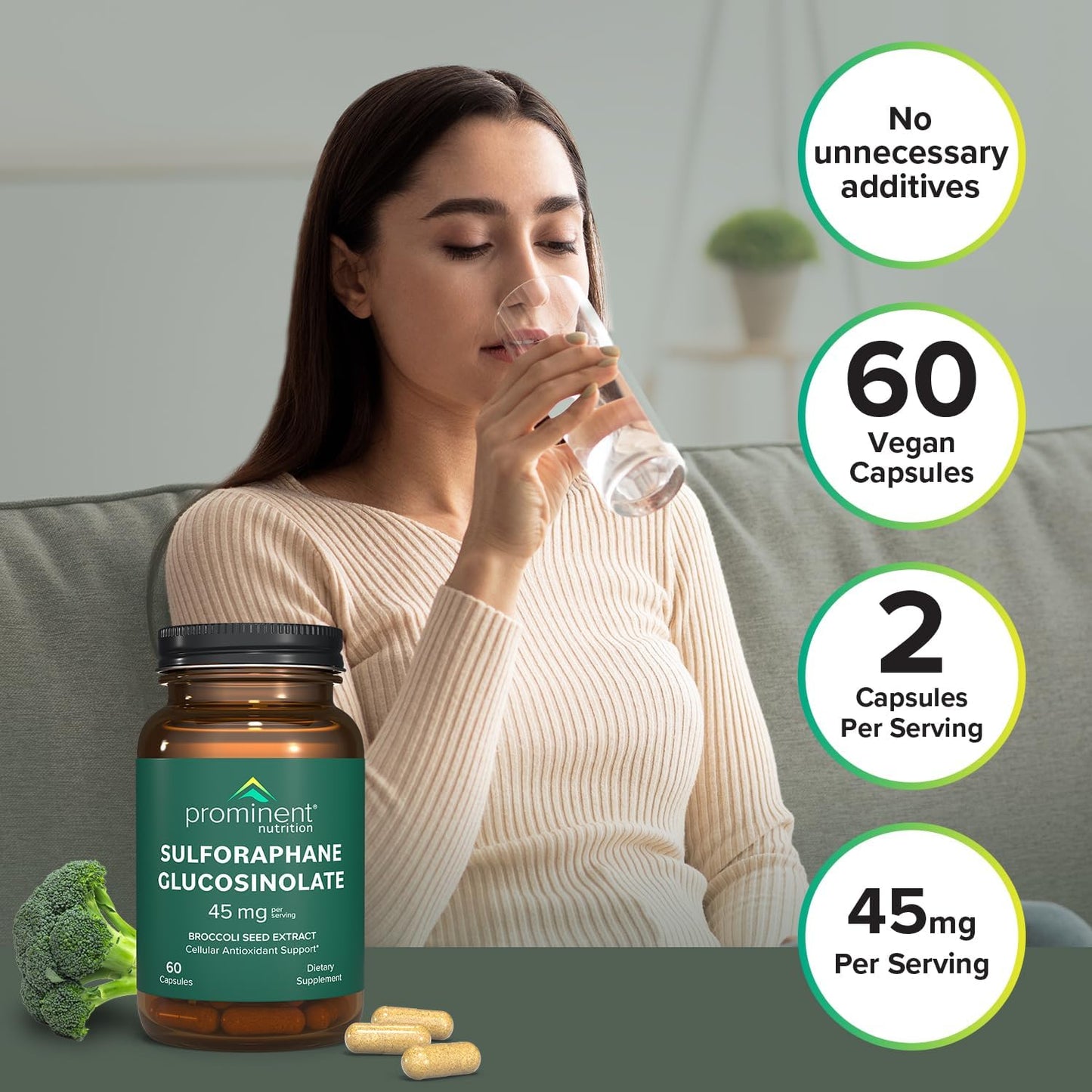 Sulforaphane Glucosinolate Supplement for Cellular Antioxidant Support - 45 mg - 30 Day Supply