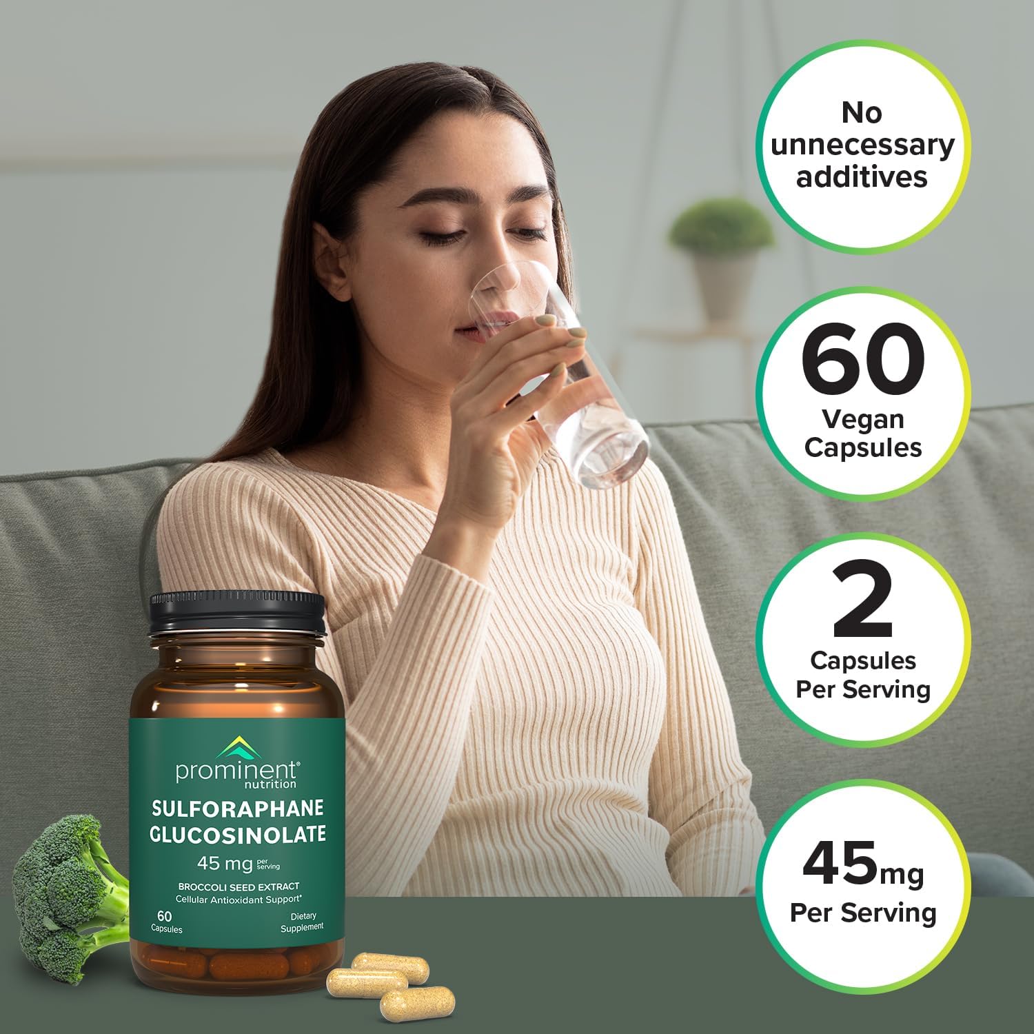 Sulforaphane Glucosinolate Supplement for Cellular Antioxidant Support - 45 mg - 30 Day Supply