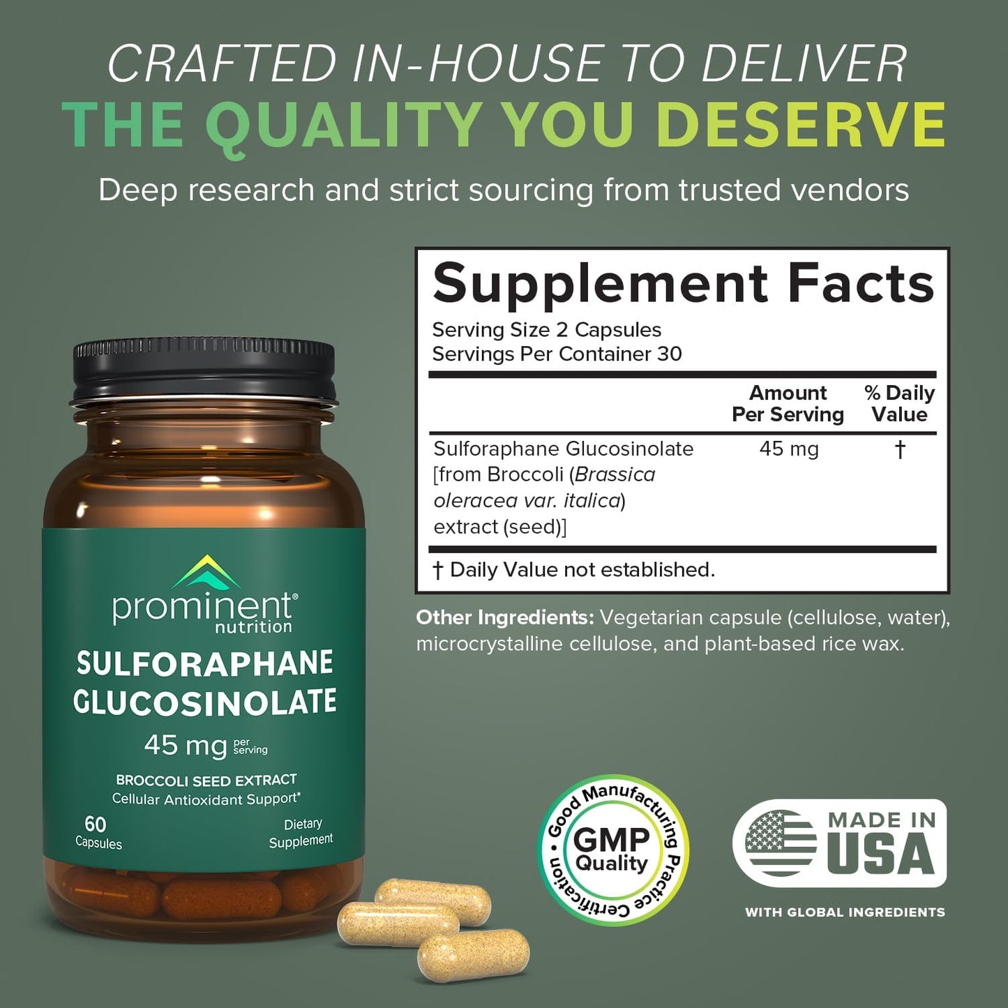Sulforaphane Glucosinolate Supplement for Cellular Antioxidant Support - 45 mg - 30 Day Supply