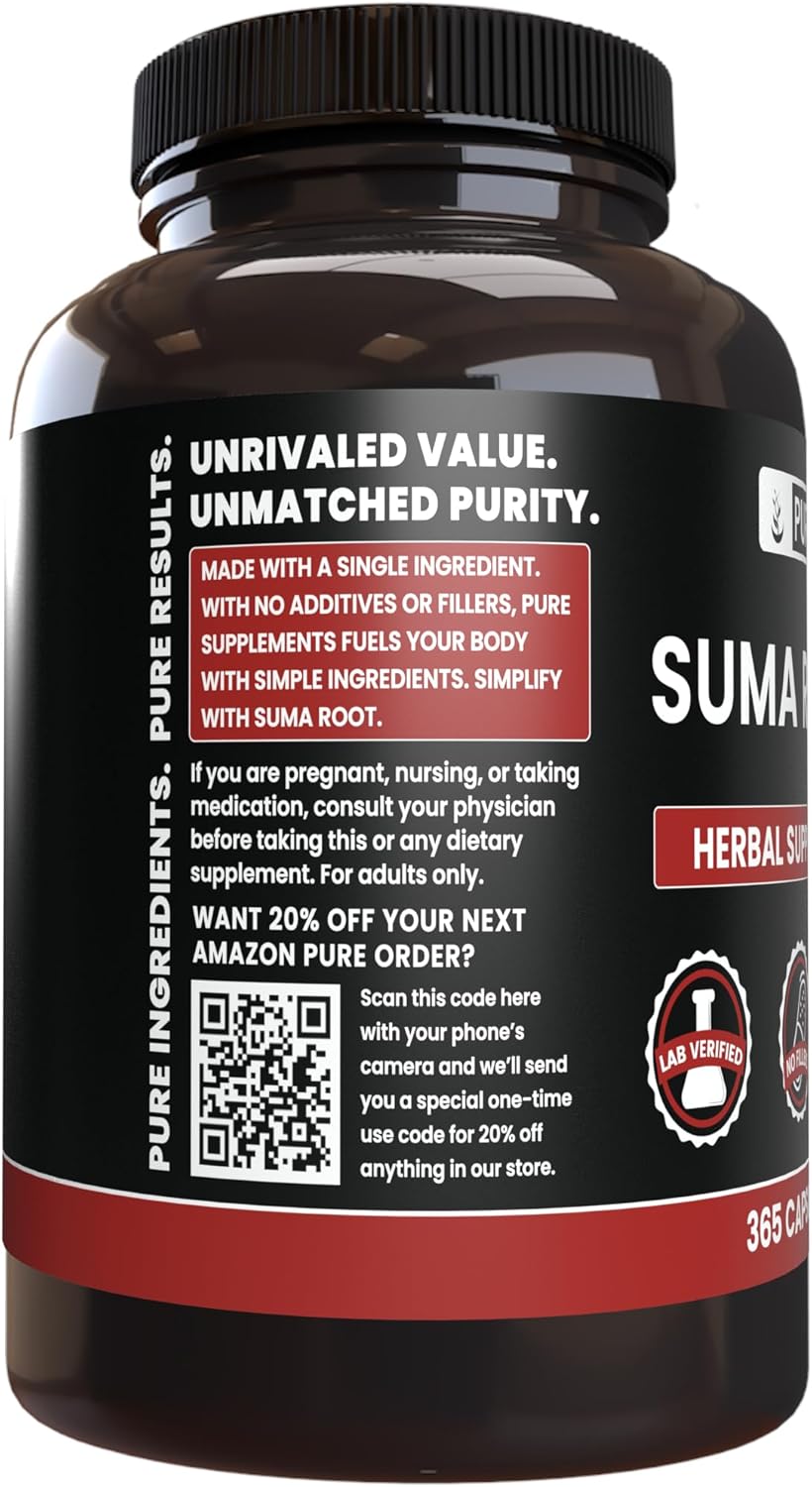 Suma Root Capsules - 365 Count, Pure Ingredients, No Fillers, Lab Verified