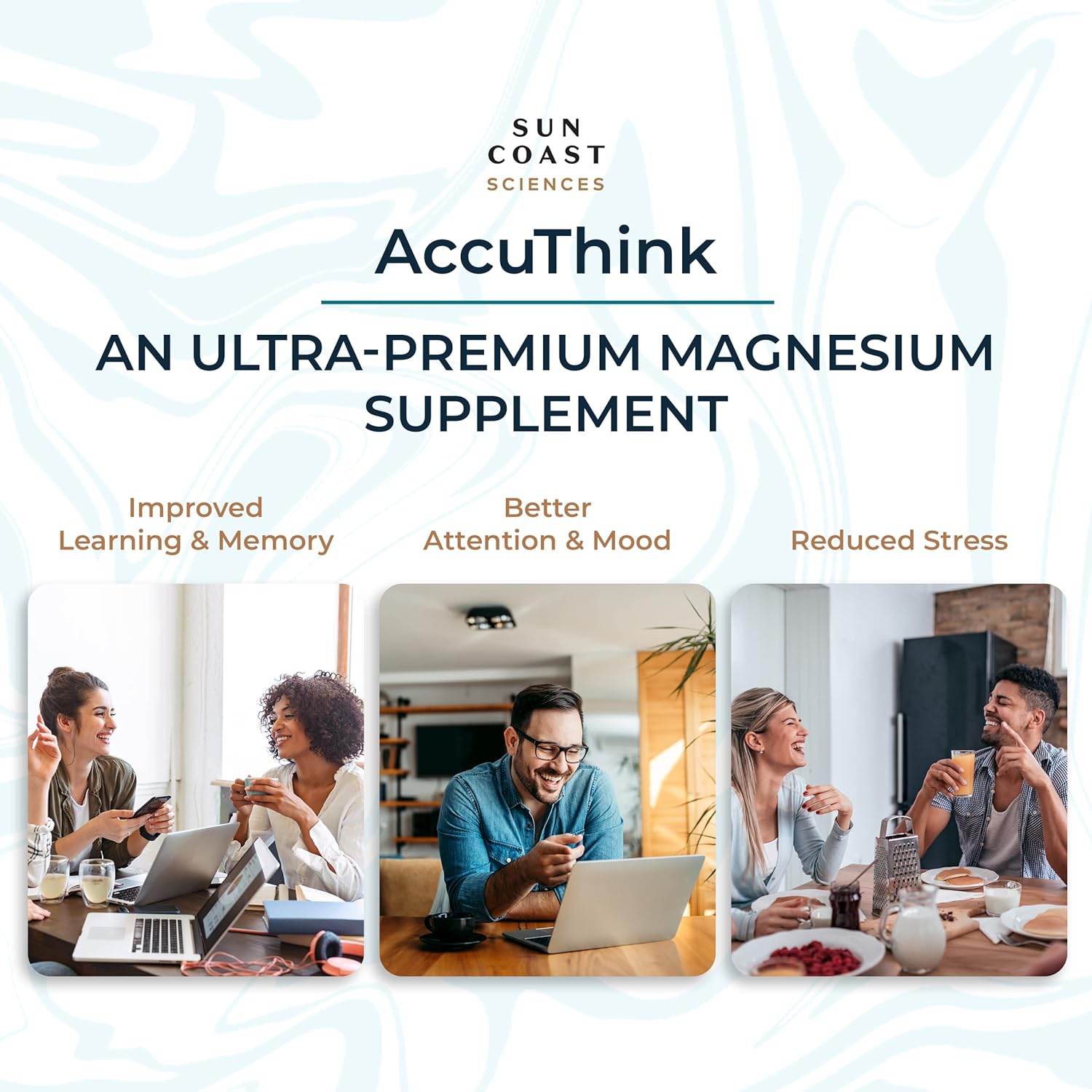 Sun Coast Sciences AccuThink - Magnesium Brain Memory Supplement - Cognitive Support for Brain Health, Sleep, Mood Boost - 2.64oz