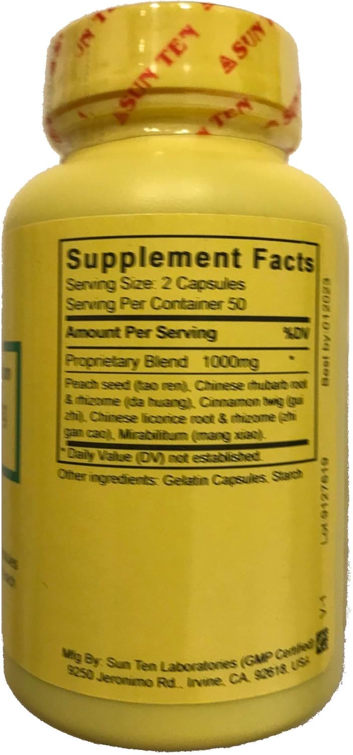 Sun Ten - Persica & Rhubarb Combination Capsules for Digestive Health - Tao He Cheng Qi Tang Formula - 100 Capsules