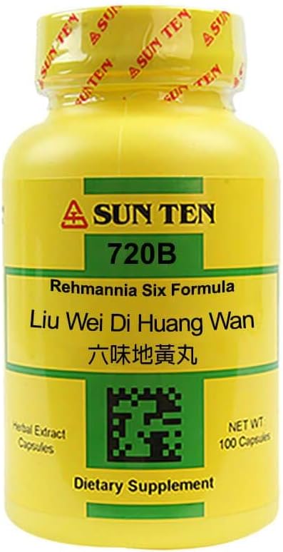 Sun Ten Rehmannia Six Formula Capsules - Liu Wei Di Huang Wan - 100 Capsules - 720B