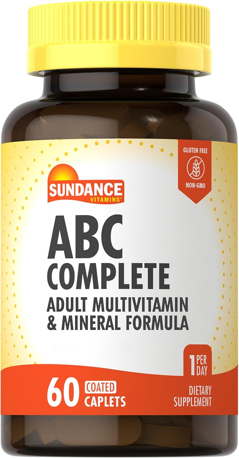 Sundance ABC Complete Multivitamin with Iron 60 Caplets for Women & Men - Mineral Formula - Non-GMO & Gluten Free