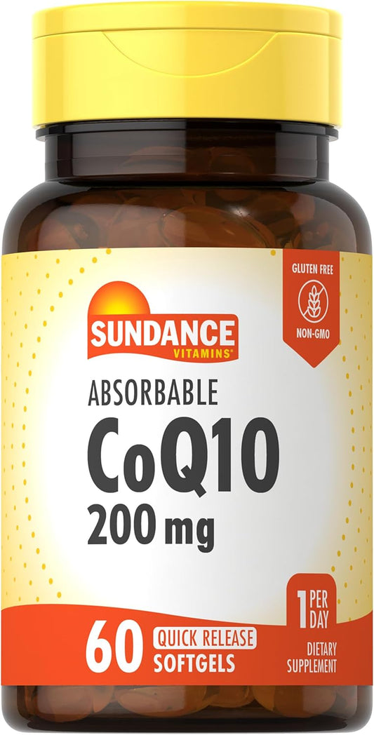 Sundance CoQ10 200mg Softgels with Black Pepper Extract - Non-GMO & Gluten Free (60 Count)