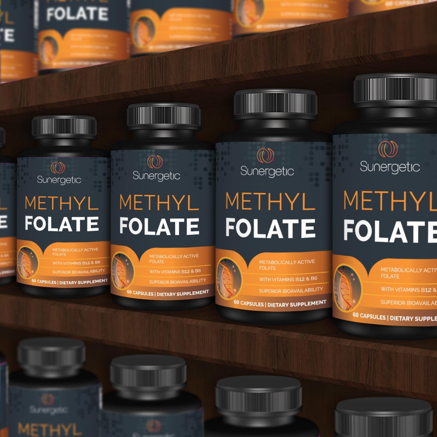 Sunergetic Methyl Folate Supplement with Vitamin B12 & B6 - Magnafolate - 400mcg per Capsule - 60 Capsules