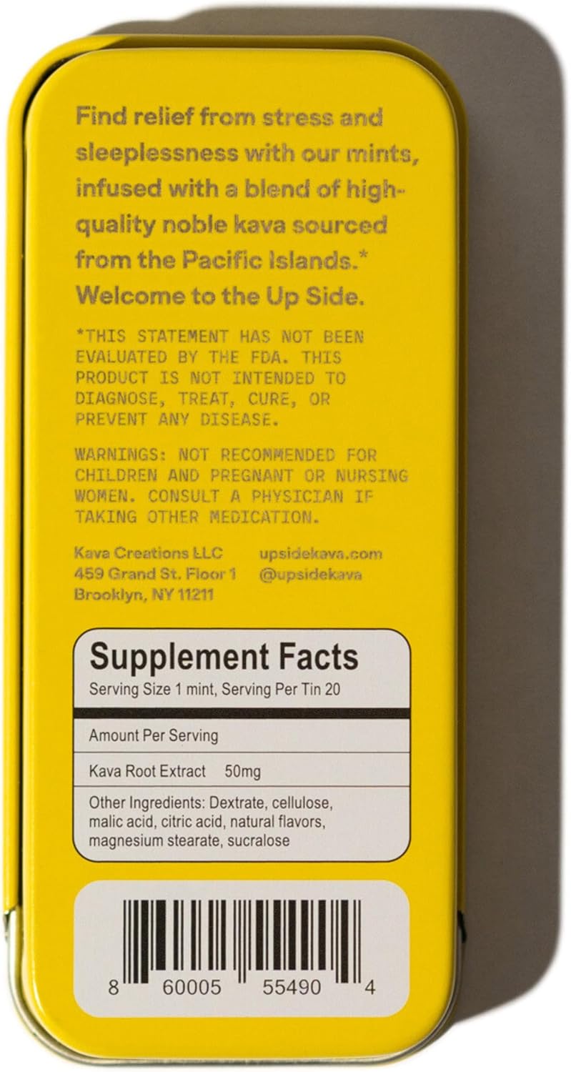 Sunny Lemon Flavor Kava Kava Extract Mints for Mood & Relaxation - Natural Herbal Supplement for Chill & Support - 20 Refreshing Candy Pills