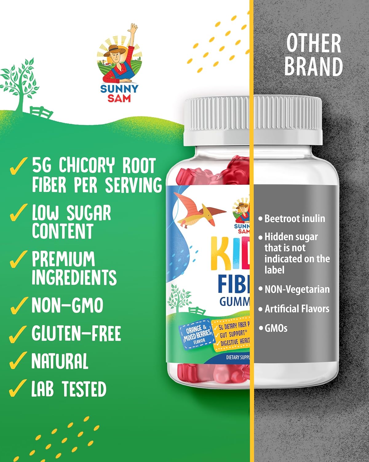 SUNNY SAM Fiber Gummies - Chewable Immunity Gummy for Kids and Adults