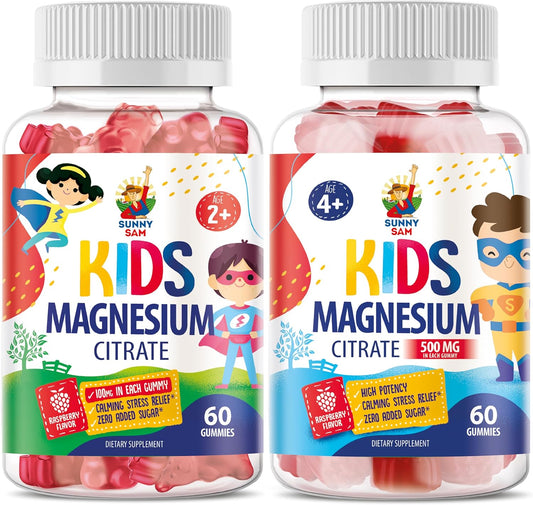 SUNNY SAM Magnesium Citrate Gummies for Mood & Muscle Support - Chewable Supplement for Kids & Adults