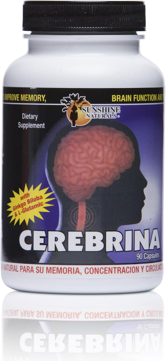 Sunshine Naturals Cerebrina Brain Booster Supplement - Natural Cognitive Support Formula for Mental Clarity and Focus