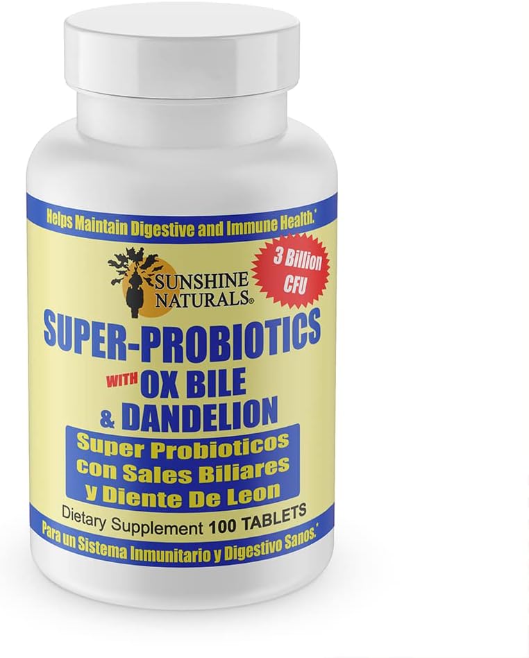 Sunshine Naturals Super Probiotics Supplement for Digestion, Gut Health, and Immune Support - 100 Capsules
