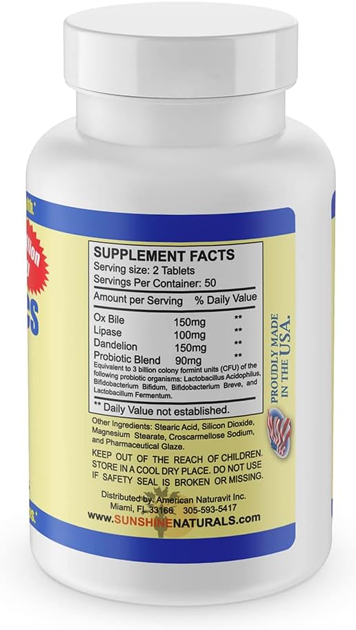 Sunshine Naturals Super Probiotics Supplement for Digestion, Gut Health, and Immune Support - 100 Capsules