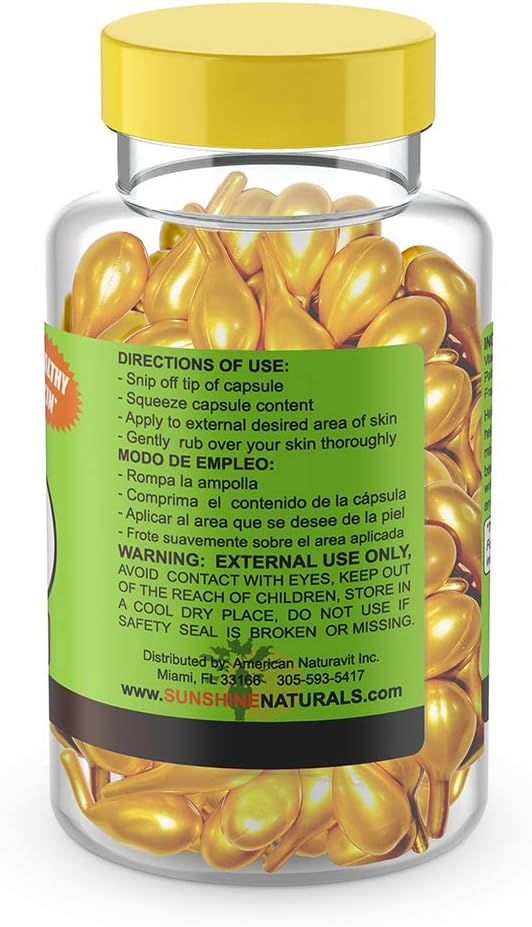 Sunshine Naturals Vitamin E and Aloe Vera Moisturizer: Hydrating Formula for Dry Skin, Nourishment, and Skin Elasticity. 60 Vials, Pack of 3 for Soft, Healthy-Looking Skin