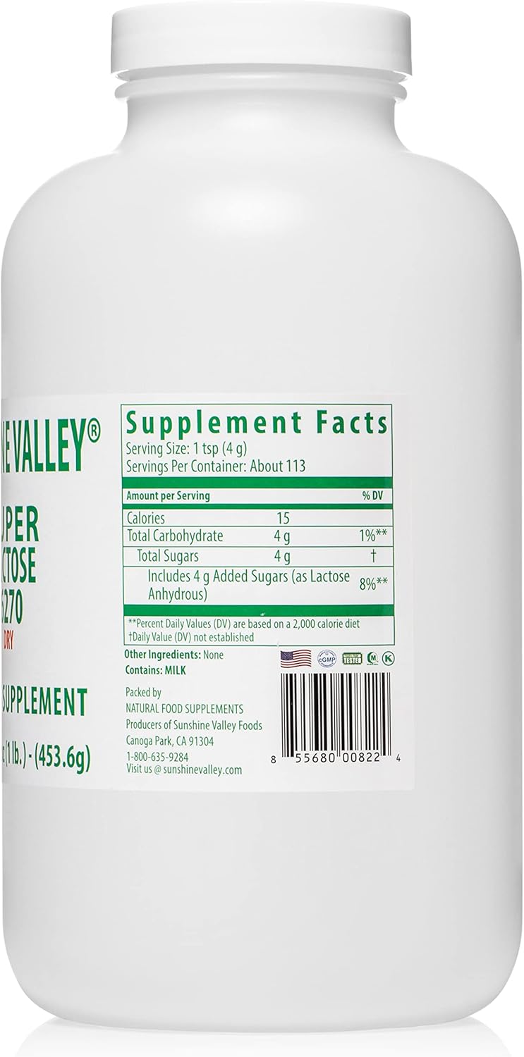 Sunshine Valley Super Lactose Dry Powder - Gluten-Free Baking Enhancer and Sweetener, 16 oz