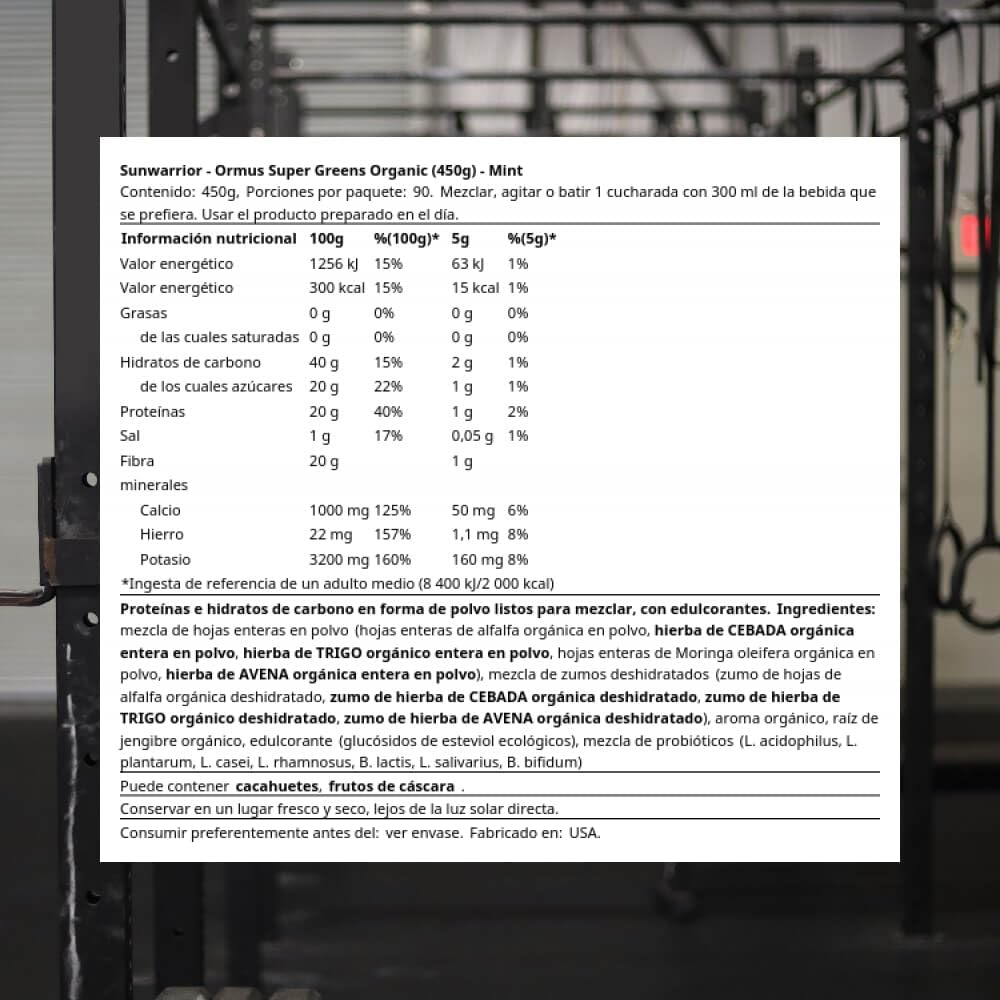 Sunwarrior Mint Organic Greens Probiotic Powder | 2 Billion CFU Probiotics | Raw Juice Blend | Soy, Gluten, Dairy, and Sugar Free | Kosher | 90 Servings | Ormus Supergreens