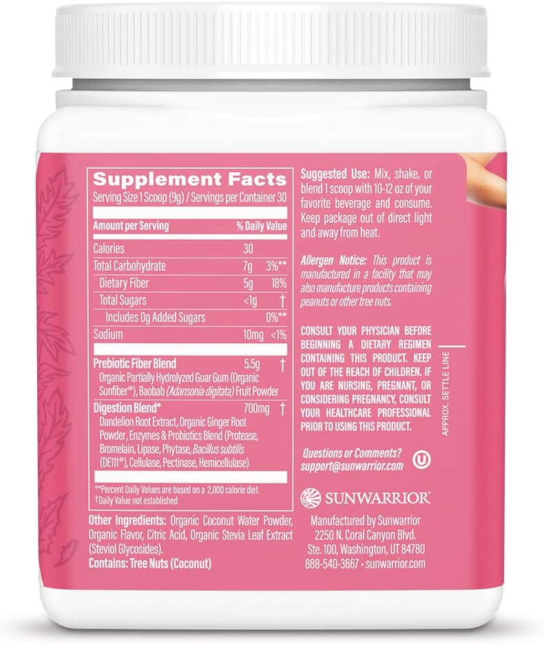 Sunwarrior WarriorBlend Vanilla Protein & Core Cleanser Prebiotic Fiber Detox - Pineapple Vanilla Flavor, 30 Servings
