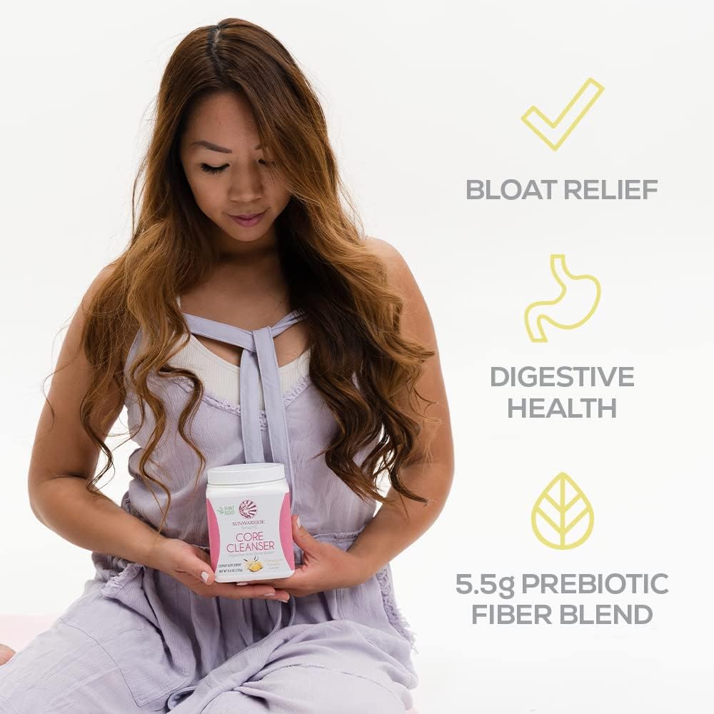 Sunwarrior WarriorBlend Vanilla Protein & Core Cleanser Prebiotic Fiber Detox - Pineapple Vanilla Flavor, 30 Servings