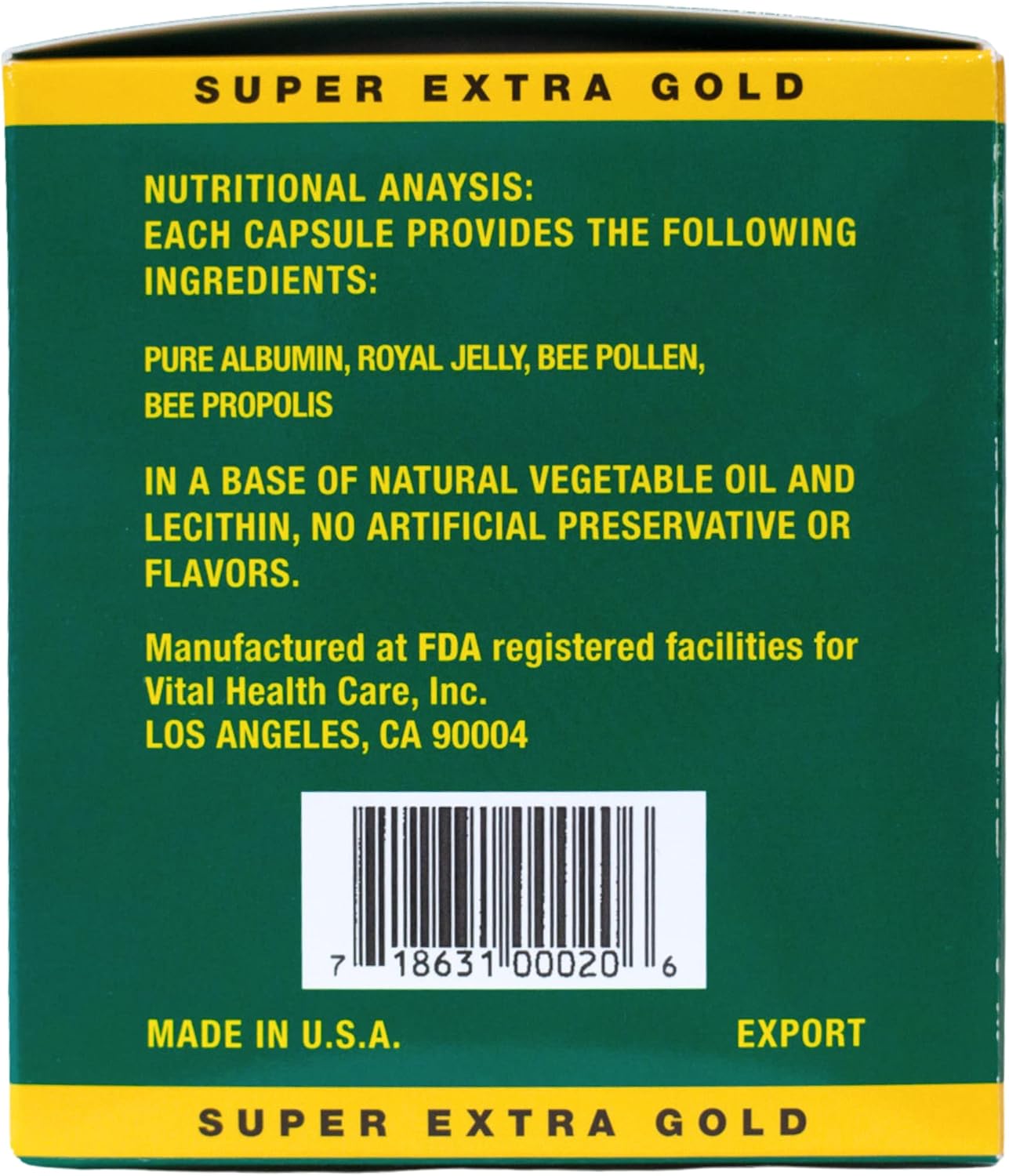 Super Albumin Gold Extra Strength 1500 mg 200 Capsules - Vital New & Improved Formula