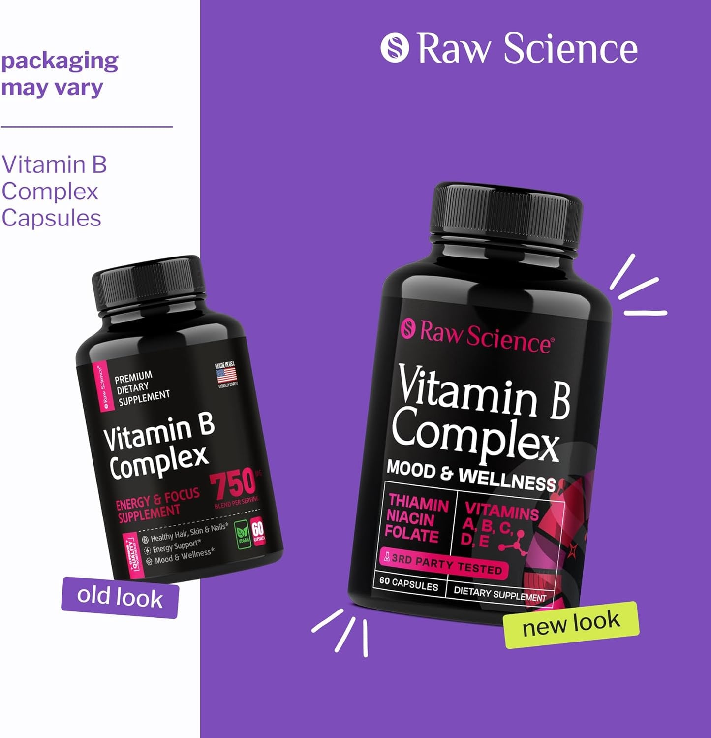 Super B-Complex Capsules with Vitamin C - Energy & Immune Support Supplement for Men & Women - B1, B2, B3, B5, B6, B7, B9, B12, Biotin, Folic Acid - 60 Capsules