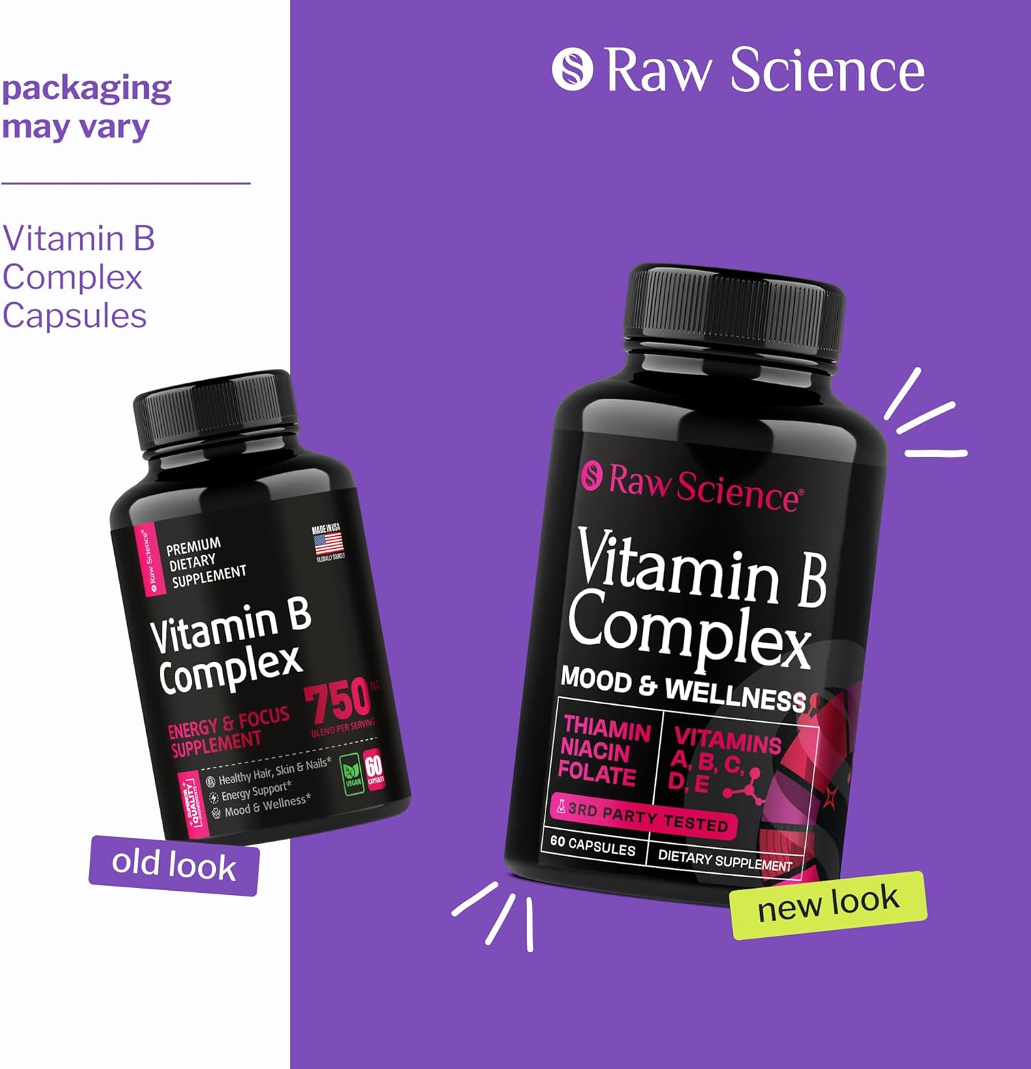 Super B-Complex Capsules with Vitamin C - Energy & Immune Support Supplement for Men & Women - B1, B2, B3, B5, B6, B7, B9, B12, Biotin, Folic Acid - 60 Capsules