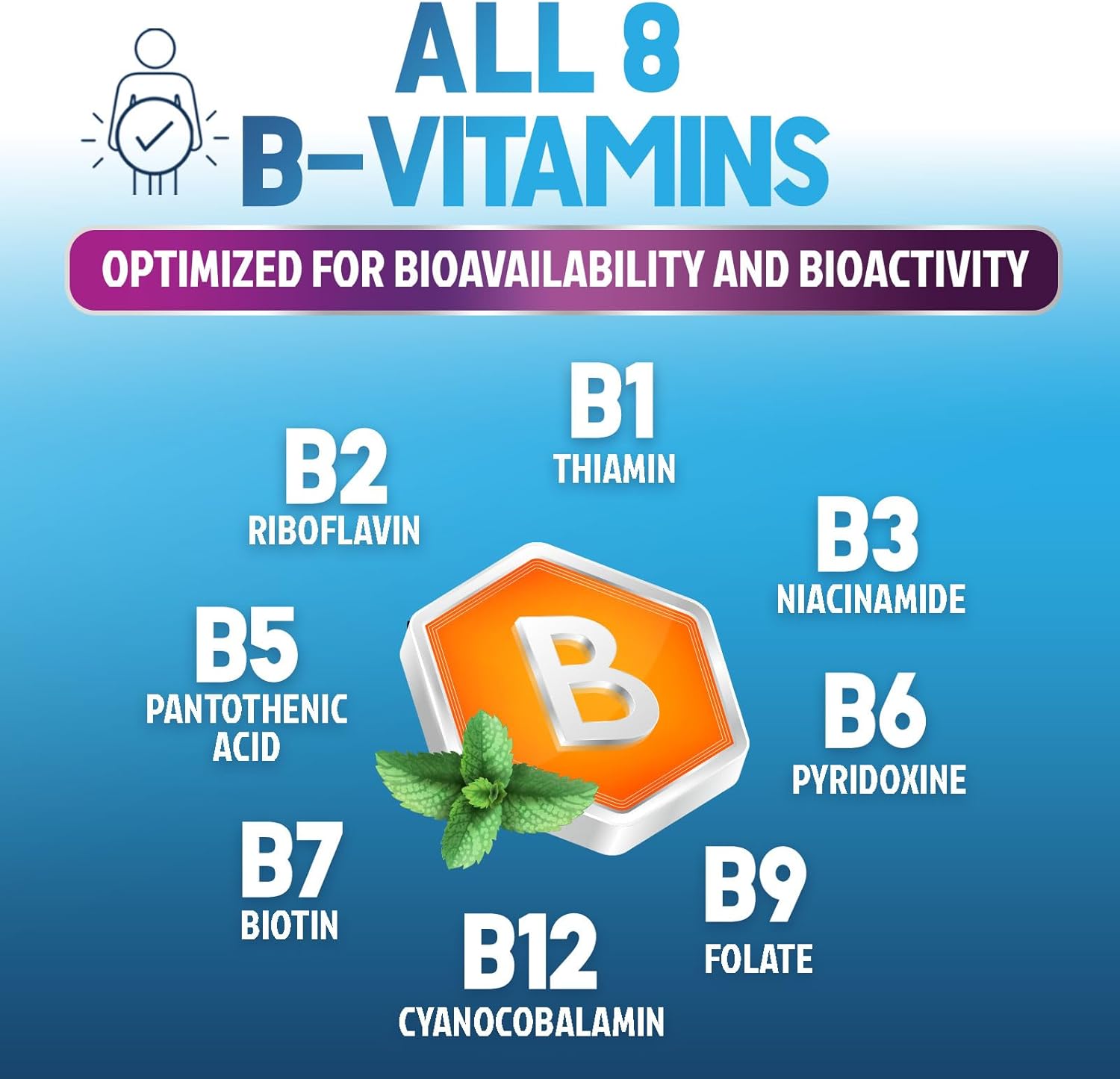 Super Complete B-Complex Vitamins Capsules with B6, B12, B100, C, Biotin, Folate & Folic Acid - Heart, Brain, Nerve Support - 60 Capsules