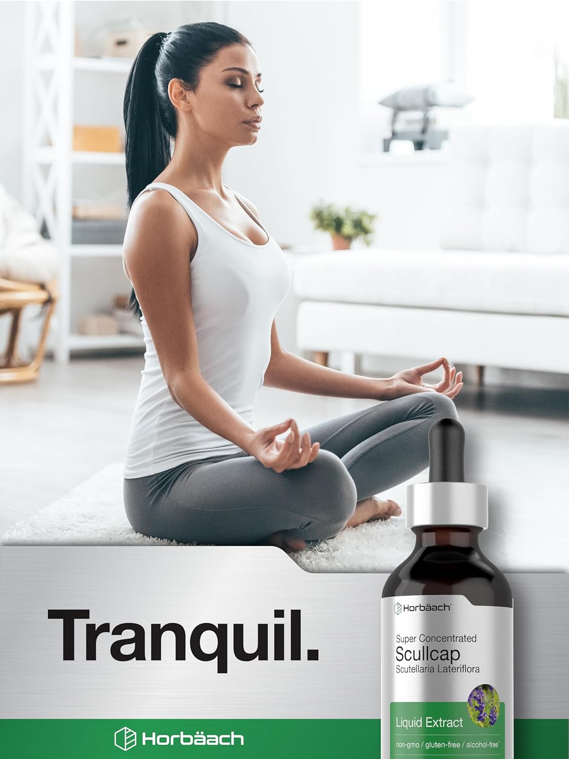 Super Concentrated Skullcap Herb Liquid Extract Tincture - 2 fl oz | Alcohol Free, Vegetarian, Non-GMO, Gluten Free | Horbäach Skullcap Supplement