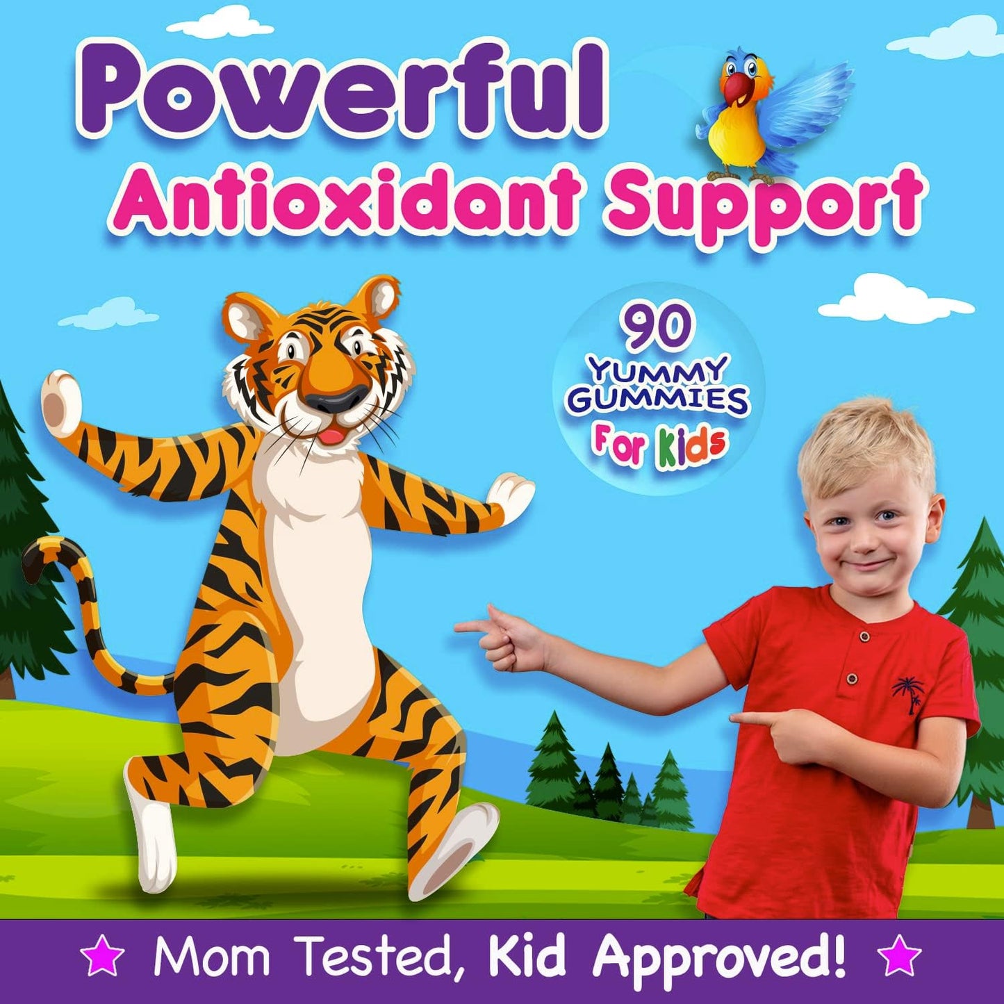 Super Fruit Gummies 180 Count with Vitamin A,C,E + Zinc - Organic Silica, Antioxidant Blend - Vegan Friendly - Gluten Free - Non-GMO - Pack of 2