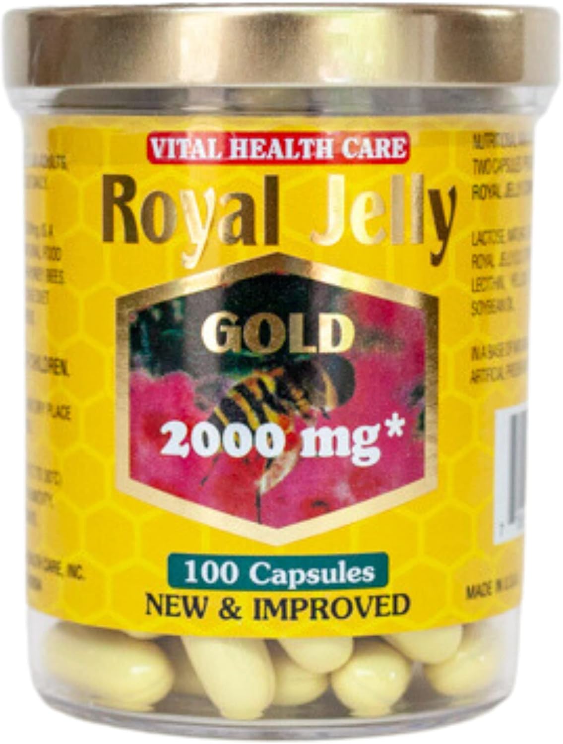 Super Gold Royal Jelly Capsules - 2000mg, 200 Count - Enhanced Formula for Vitality and Health