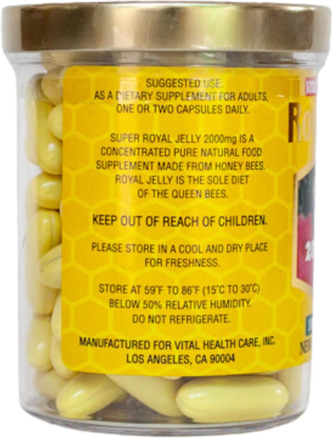 Super Gold Royal Jelly Capsules - 2000mg, 200 Count - Enhanced Formula for Vitality and Health