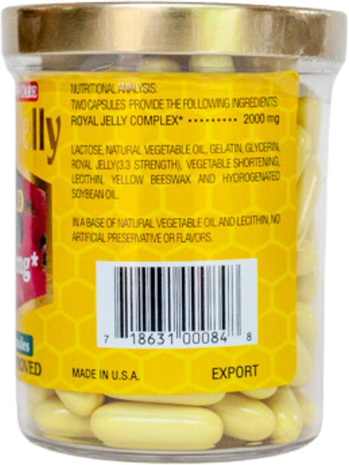 Super Gold Royal Jelly Capsules - 2000mg, 200 Count - Enhanced Formula for Vitality and Health