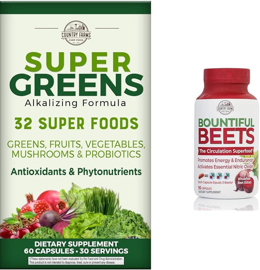 Super Greens Fruit Vegetable Probiotics Antioxidants Capsules with Beet Root for Circulation and Immune Support