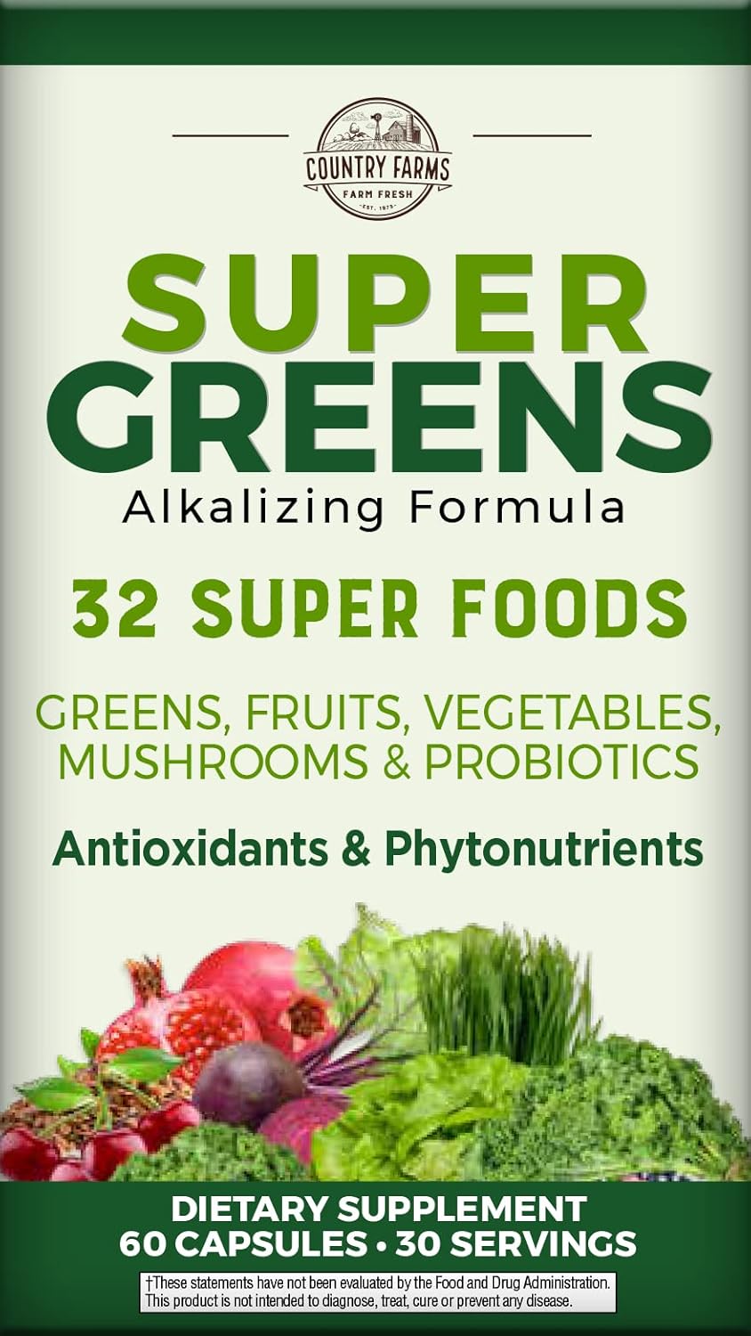 Super Greens Fruit Vegetable Probiotics Antioxidants Capsules with Beet Root for Circulation and Immune Support