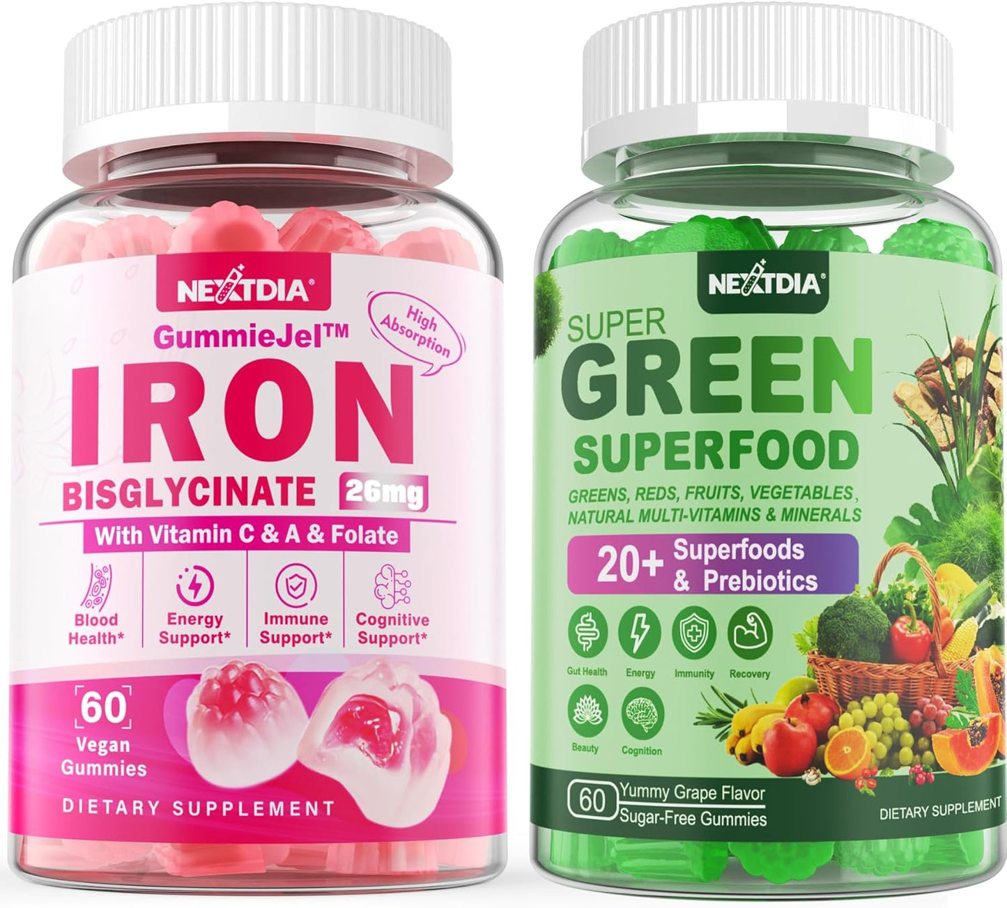 Super Greens Gummies with Iron Bisglycinate 26mg for Enhanced Nutrition