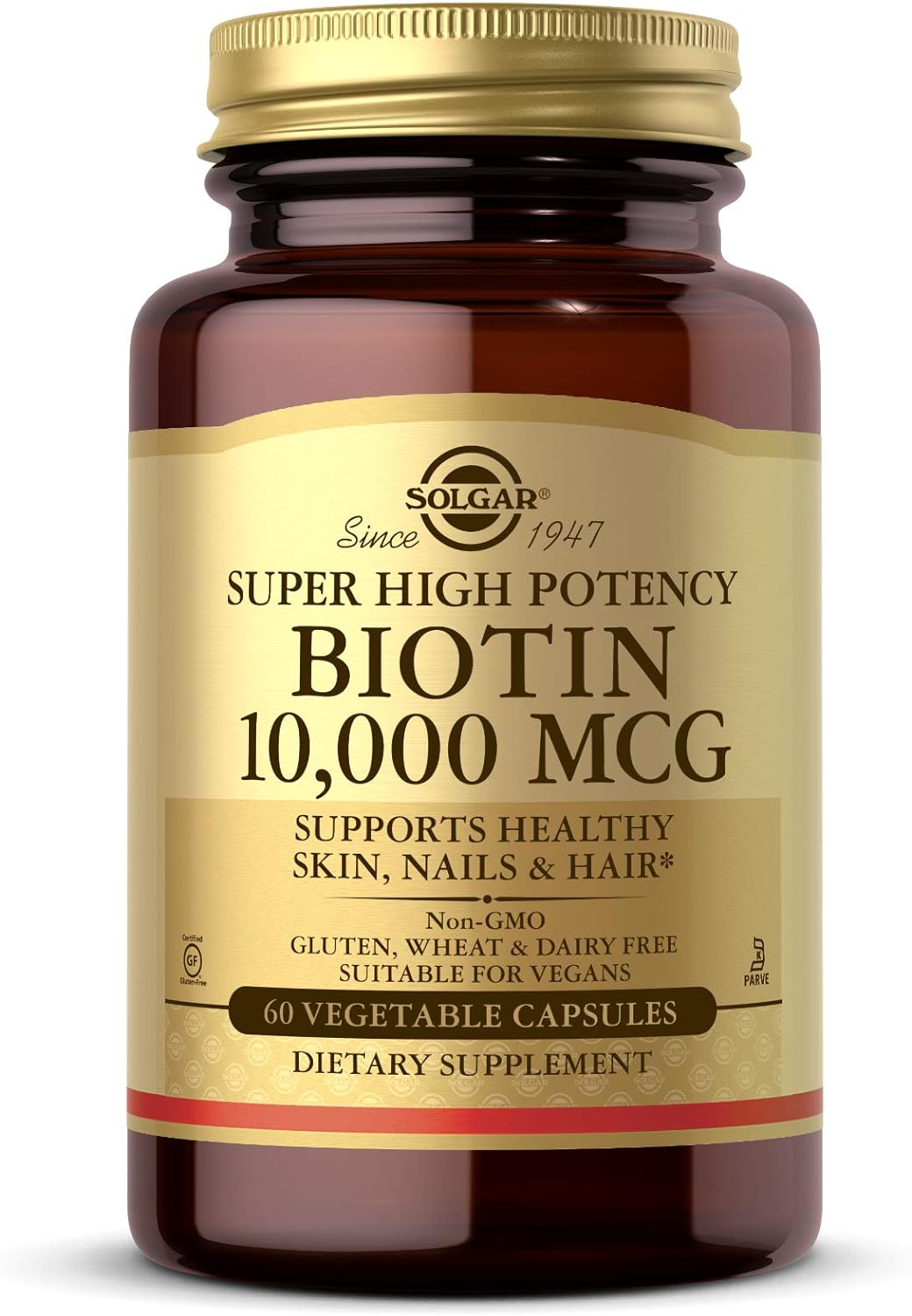 Super High Potency Biotin Capsules - 10,000 mcg for Energy, Metabolism, Skin, Nails & Hair - Non-GMO, Vegan, Gluten Free - 60 Servings