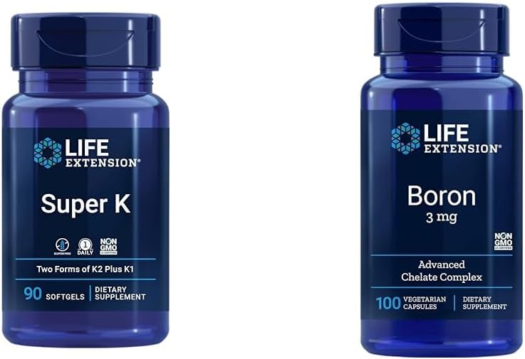 Super K Vitamin Supplement with K1, K2 MK-7, MK-4, Vitamin C, and Boron for Bone and Heart Health - 100 Vegetarian Capsules, 3 Month Supply