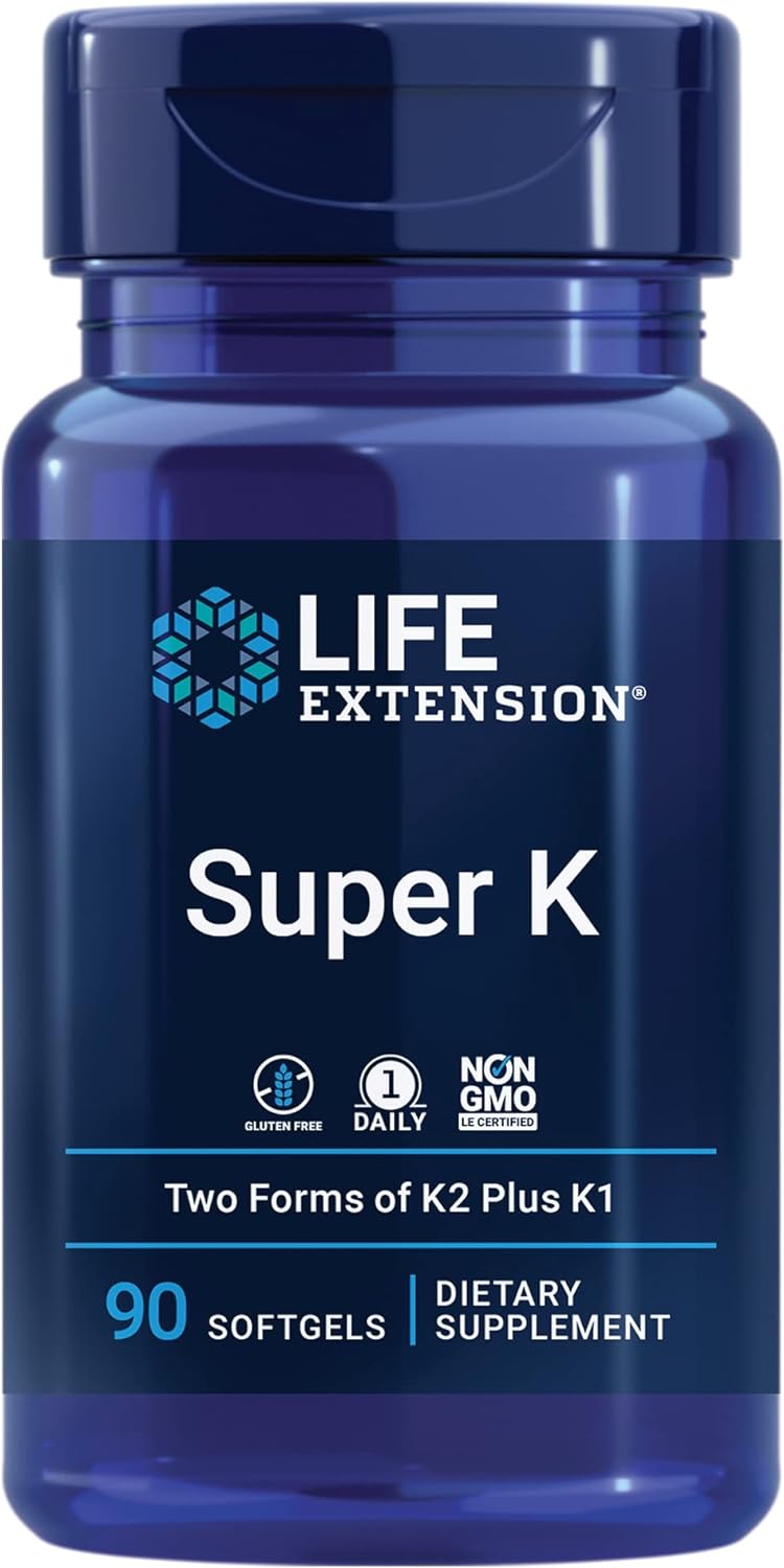 Super K Vitamin Supplement with K1, K2 MK-7, MK-4, Vitamin C, and Boron for Bone and Heart Health - 100 Vegetarian Capsules, 3 Month Supply