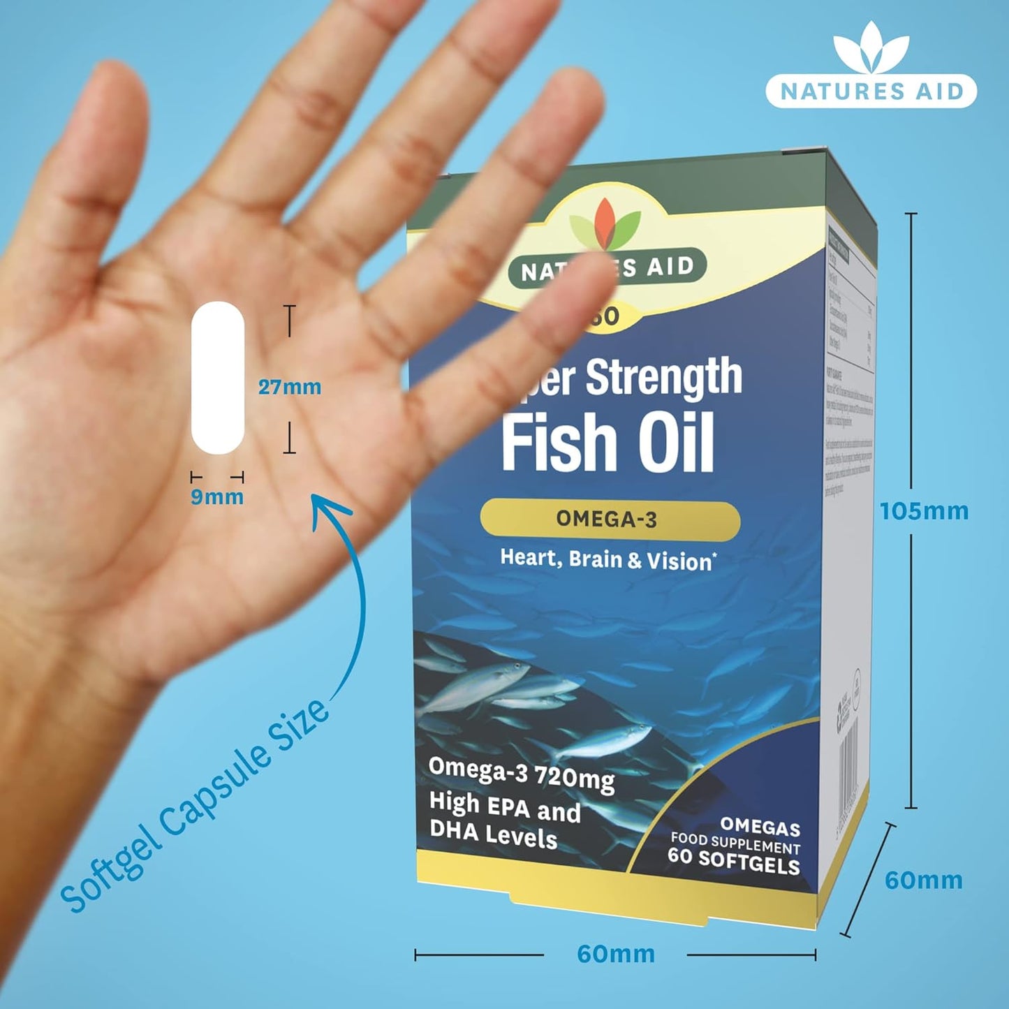 Super Strength Omega 3 Supplement - 90 Softgels by Natures Aid - BoostGo Australia