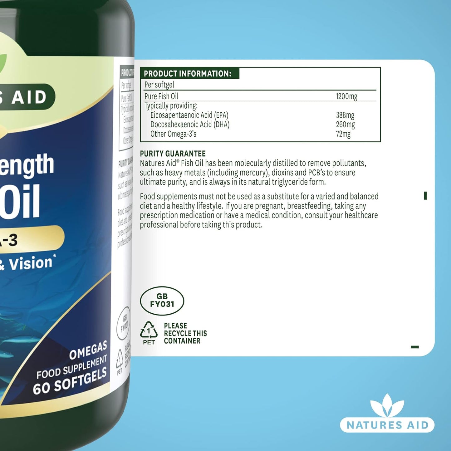 Super Strength Omega 3 Supplement - 90 Softgels by Natures Aid - BoostGo Australia