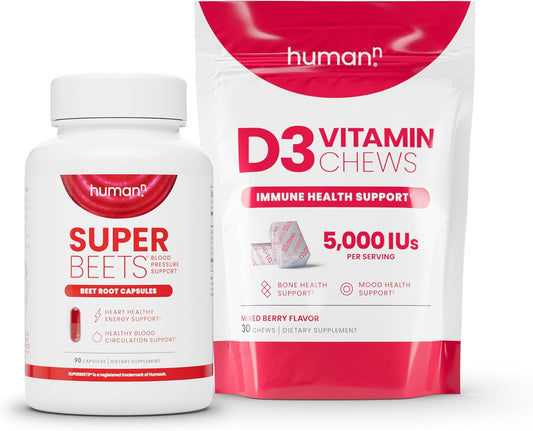 SuperBeets Beet Root Capsules and D3 Chews for Enhanced Health and Nutrition