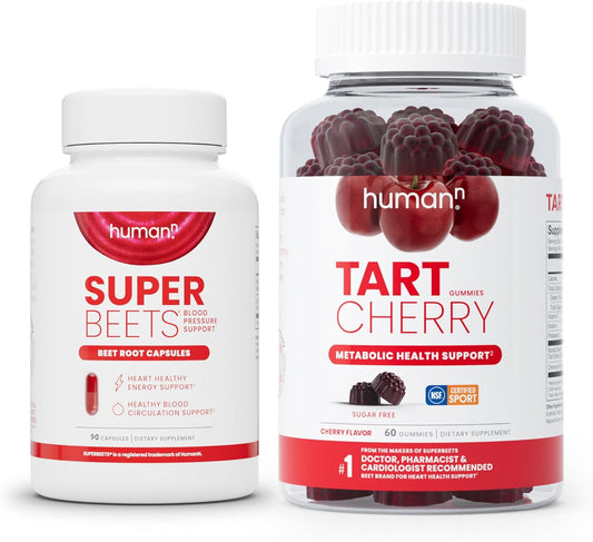 SuperBeets Beet Root Capsules and Tart Cherry Gummies by humanN - Antioxidant-Rich Supplements for Heart Health and Energy Boost