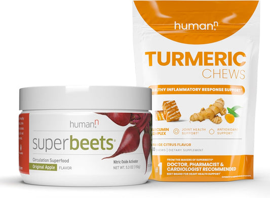 SuperBeets Original Apple Powder & Turmeric Chews by humanN - Antioxidant-rich Supplement for Heart Health & Energy Boost