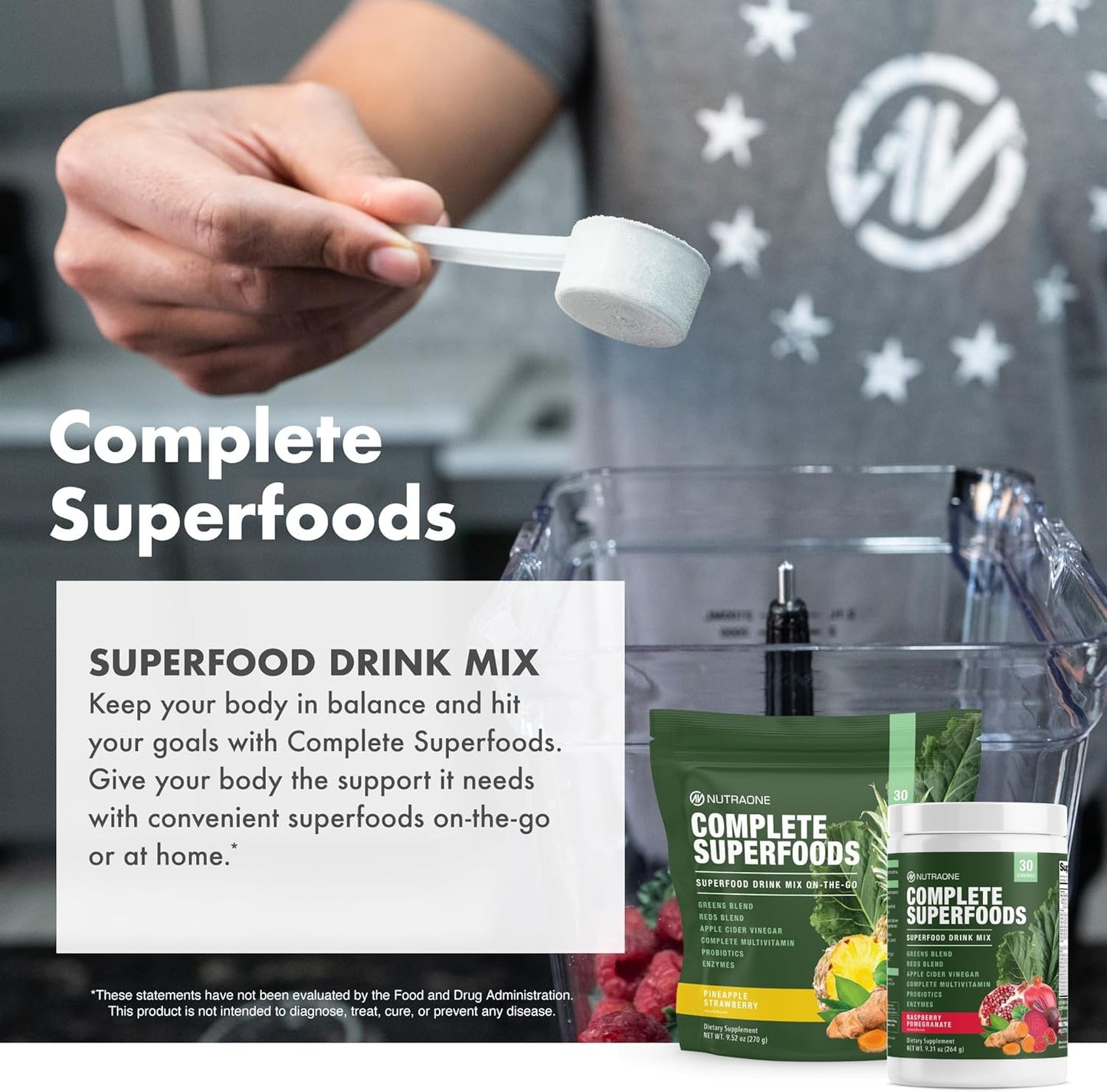 Superfood Blend with Apple Cider Vinegar, Digestive Enzymes, Probiotics, Multivitamins - Raspberry Pomegranate Flavor, 30 Servings