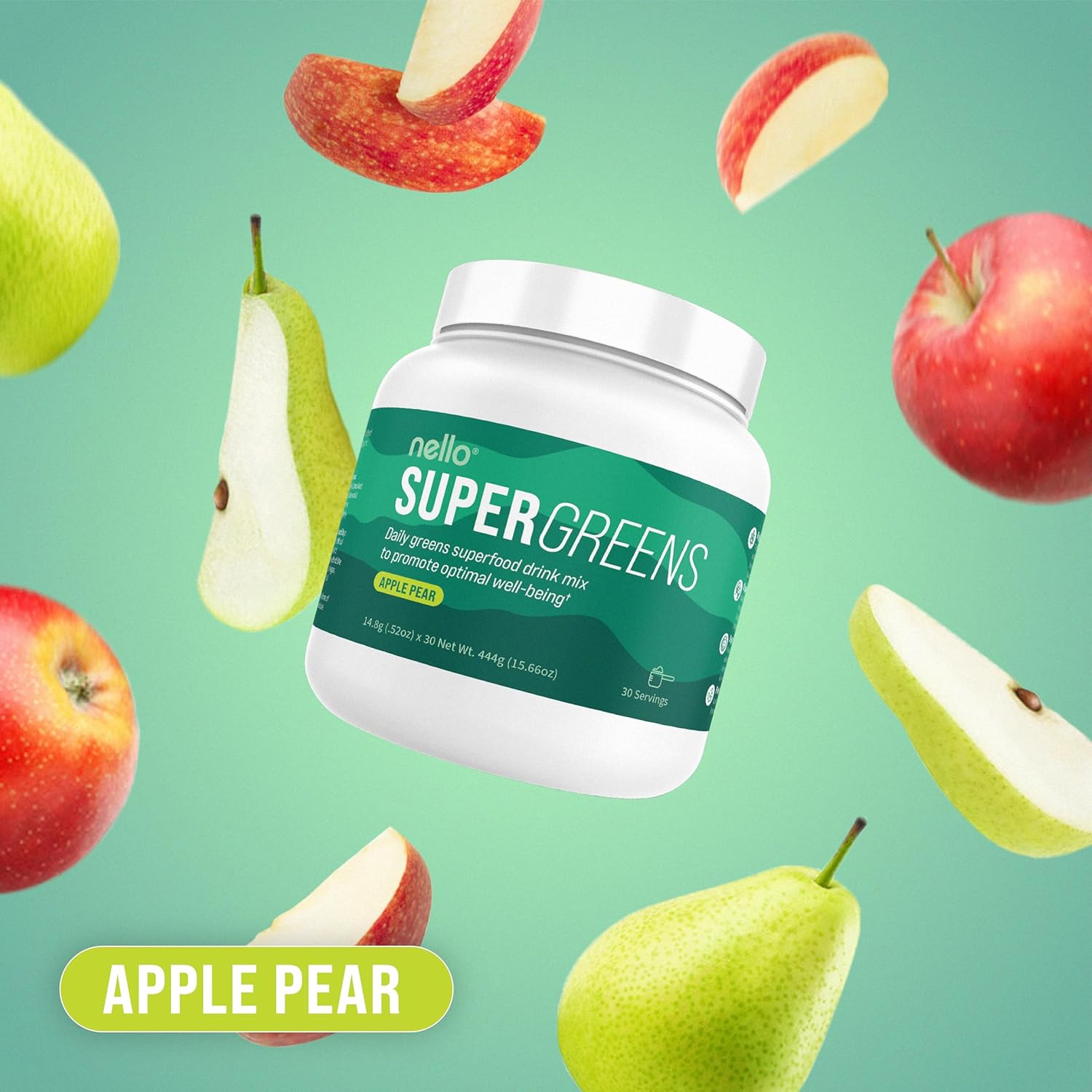 Superfood Greens Drink Mix with Chlorella, Moringa, Spinach, Broccoli, & Enzymes - Nutrient-Rich Powder for Wellness (30 Servings)