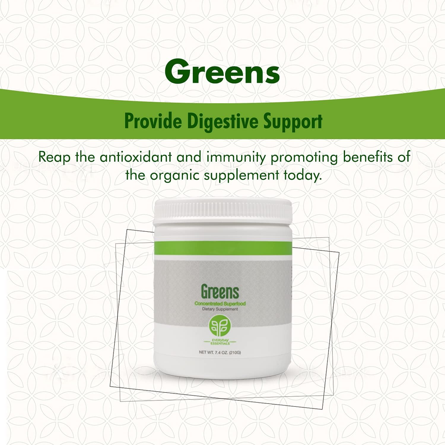 Superfood Greens Powder Organic Blend with Antioxidants & Phytonutrients - 210g Vegan Drink Mix with Four Proprietary Blends, Stevia Sweetened, Easy to Mix with Water or Juice