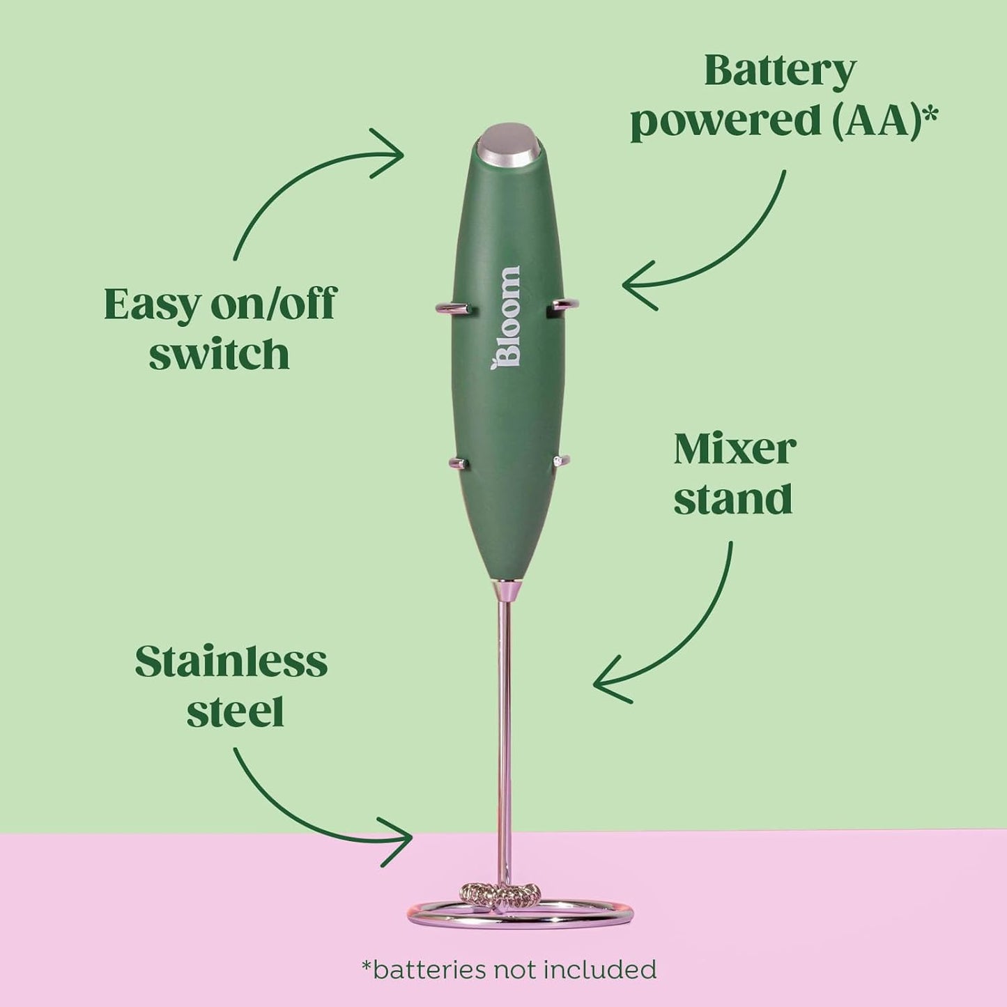 Superfood Greens Powder with Digestive Enzymes, Probiotics, Prebiotics for Gut Health + Bloating Relief + Hand Mixer