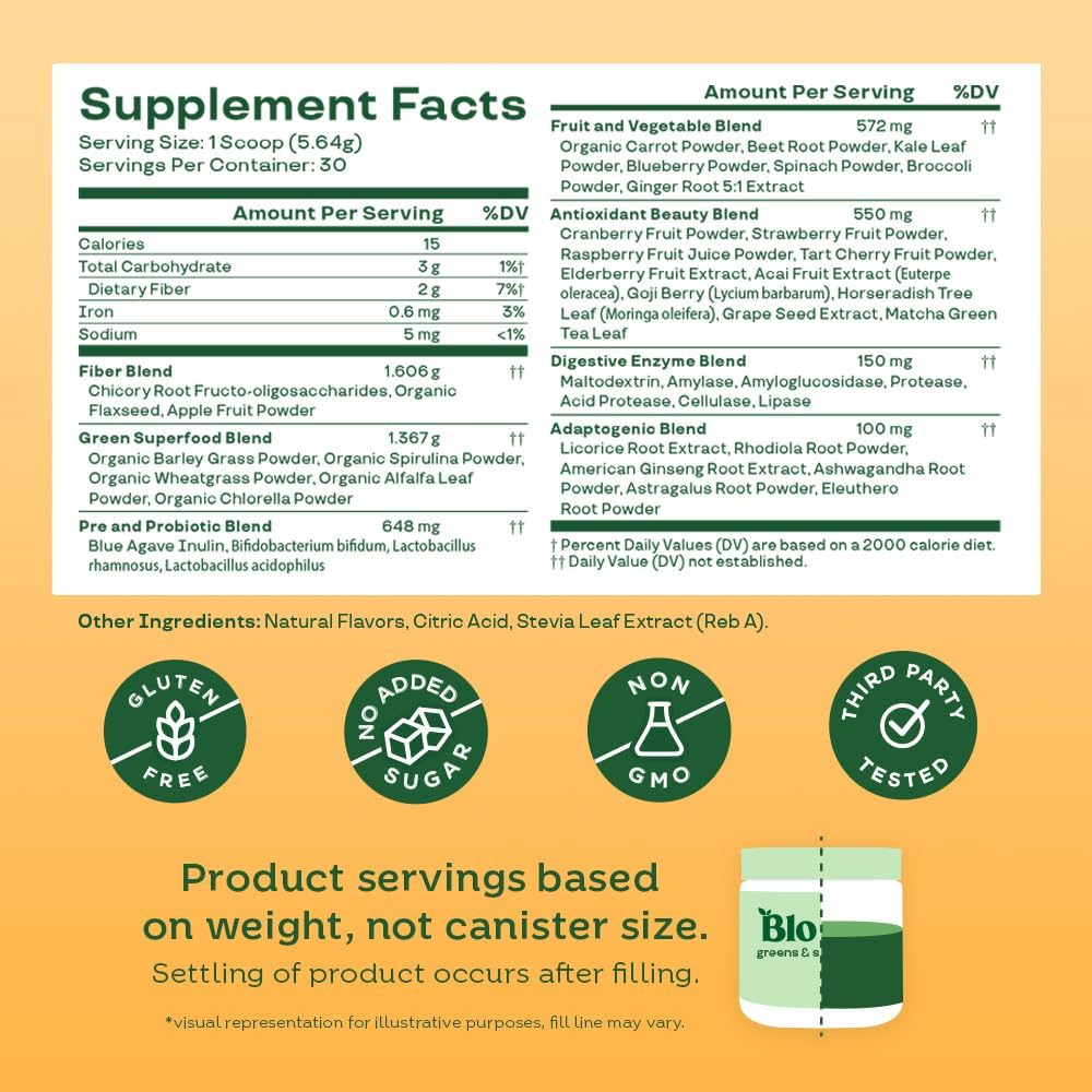 Superfood Greens Powder with Digestive Enzymes, Probiotics, Prebiotics, and Colostrum for Gut Health and Bloating Relief
